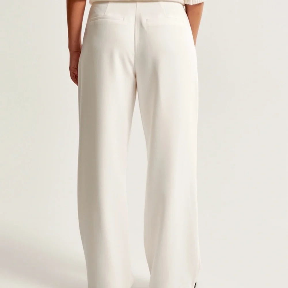Curve love Abercrombie & Fitch Cream Sloane Wide Leg Pants - Picture 4 of 9